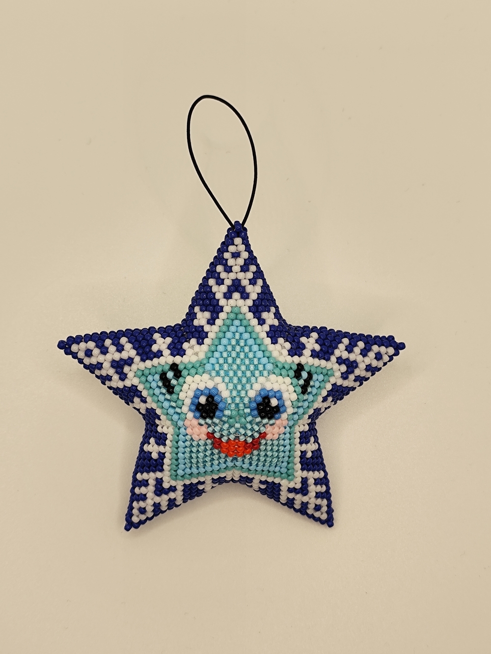 Blue Beaded Star Ornament